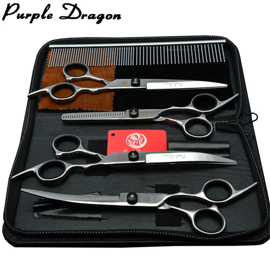Purple Dragon Professional Pet Grooming Scissors – Cutting, Thinning & Curved Blades