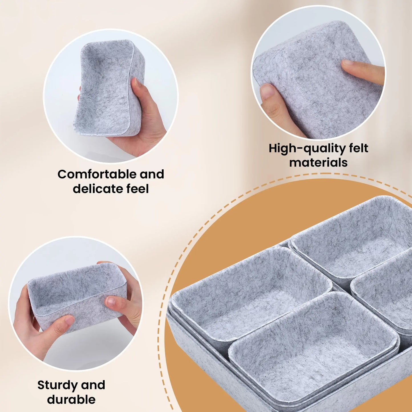7-PIECE Felt Organizers for Home & Office