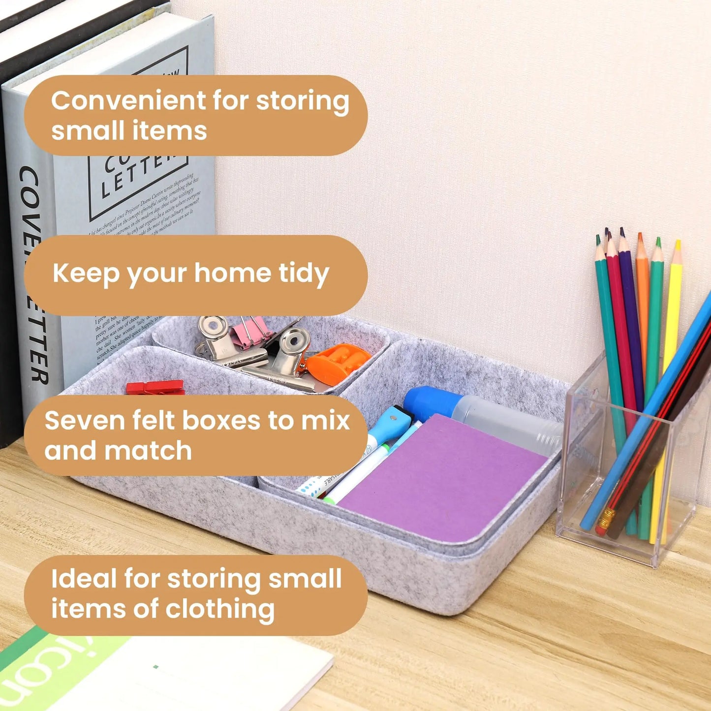 7-PIECE Felt Organizers for Home & Office