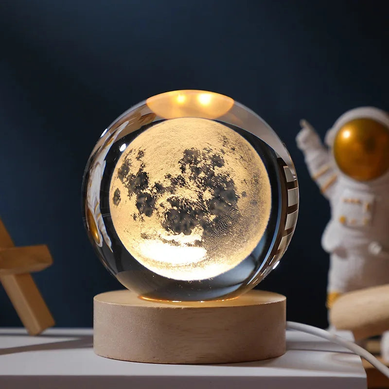 3D Moonlit Galaxy Orb – USB LED Decorative Night Light