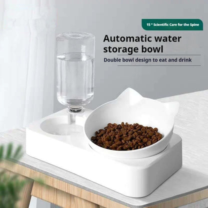Paws & Pour: Modern Tilted Feeder with Auto Hydration